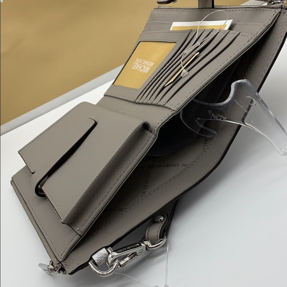 MICHAEL KORS LG DOUBLE ZIP wristlet BRT WHITE - Picture 16 of 16